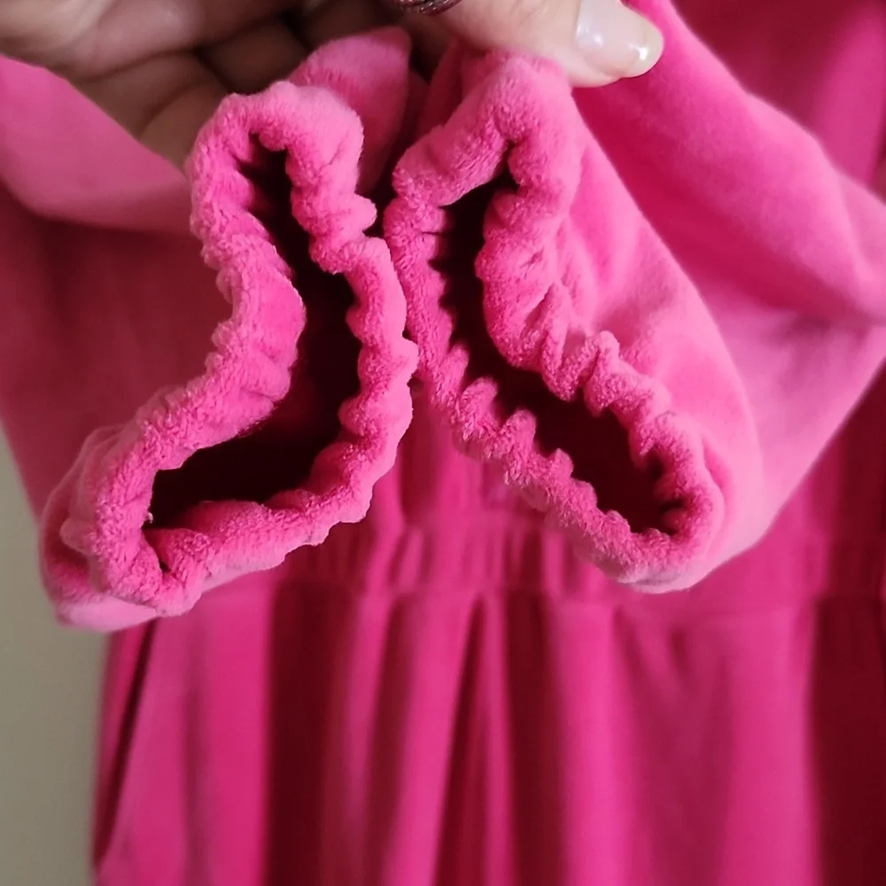 Juicy Couture Fuchsia Hooded Jumpsuit Jogger Front Zipper. Womens Small
